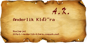 Anderlik Klára névjegykártya