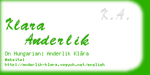 klara anderlik business card