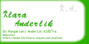klara anderlik business card